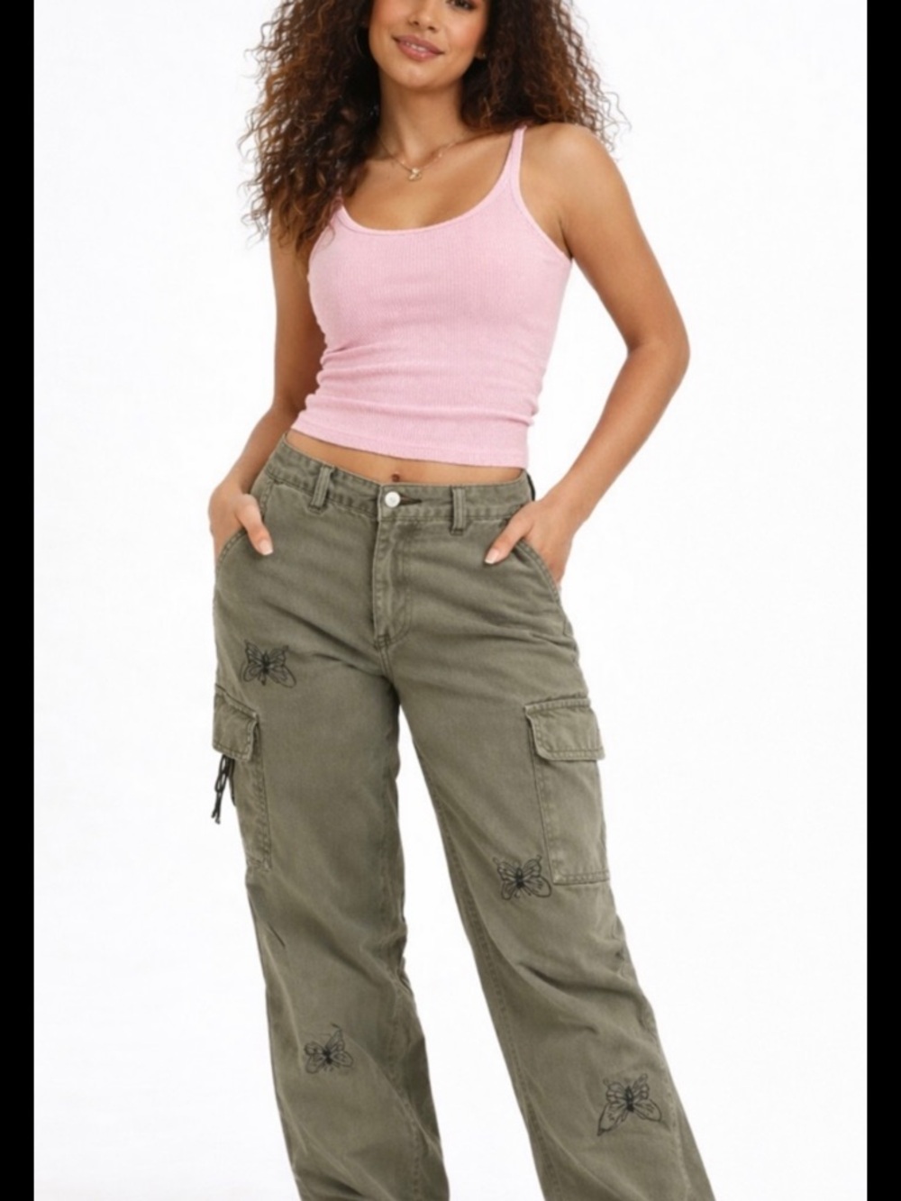 Hollister Olive Green Ultra High-Rise Dad Pant Label